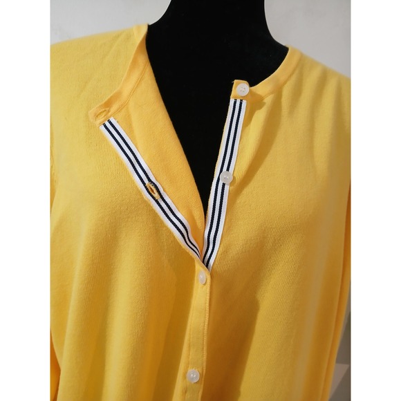 Evan Picone Women Yellow Button Front Cardigan Sweater Knit Top Size 2X - Picture 3 of 4